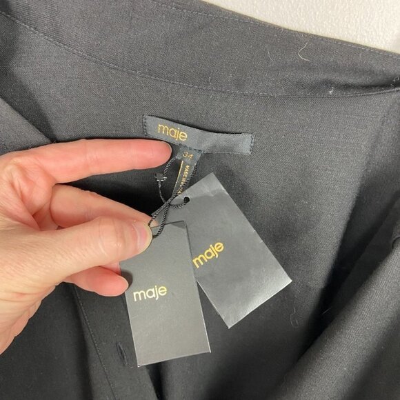Nwt Maje Paris Jumpsuit Cold Shoulder Size 34 or XS Black Pockets Minimalist New - Picture 7 of 14